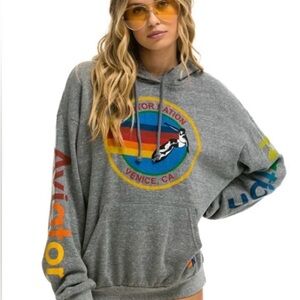 Aviator Nation Gray Sweater with Multicolor Accents